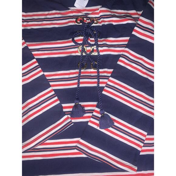 LA BLANCA Sailor Stripe Lace Up V-Neck Tunic ‎ Size Small - Picture 9 of 10